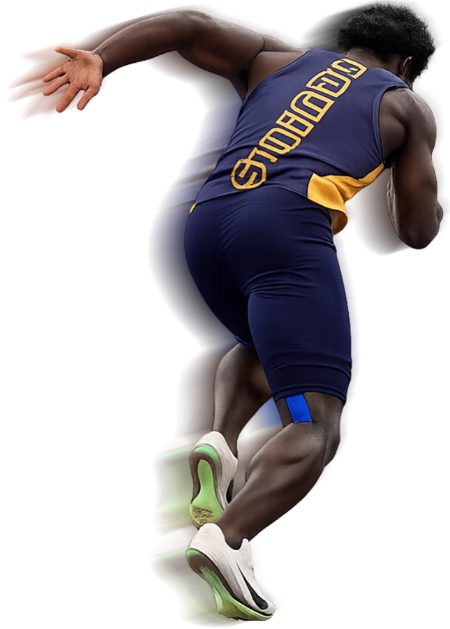 Athlete performing track and field event