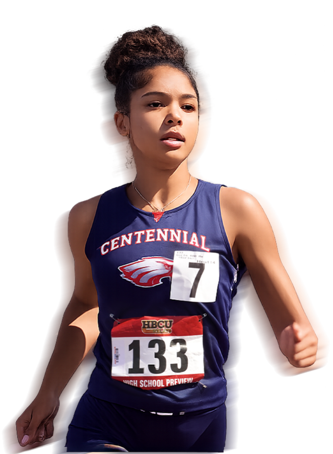 Athlete performing track and field event